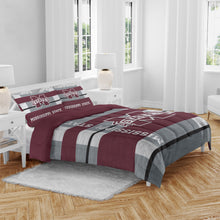 Load image into Gallery viewer, NCAA Heathered Stripe 3 PC Queen Bed in a Bag