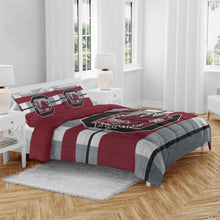 Load image into Gallery viewer, NCAA Heathered Stripe 3 PC Queen Bed in a Bag