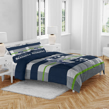 Load image into Gallery viewer, NFL Heathered Stripe 3 PC Queen Bed in a Bag
