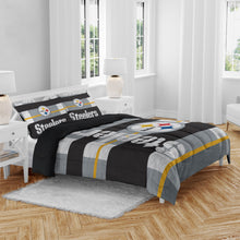 Load image into Gallery viewer, NFL Heathered Stripe 3 PC Queen Bed in a Bag