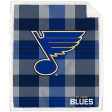 Load image into Gallery viewer, NHL Plaid Steel Royal Plush Sherpa 60x70 Blanket