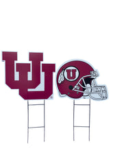 Load image into Gallery viewer, NCAA Logo and Helmet 2 Pack Yard Sign Set