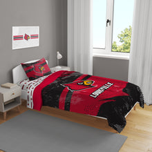 Load image into Gallery viewer, Louisville Cardinals Slanted Stripe 4 Piece Twin Bed in a Bag