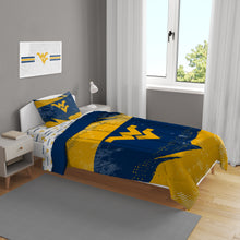 Load image into Gallery viewer, West Virginia Mountaineers Slanted Stripe 4 Piece Twin Bed in a Bag
