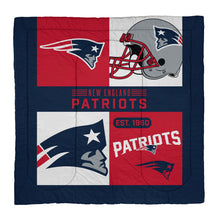 Load image into Gallery viewer, New England Patriots Block Logo 3 Piece Full/Queen Bed in a Bag
