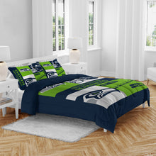 Load image into Gallery viewer, Seattle Seahawks Block Logo 3 Piece Full/Queen Bed in a Bag