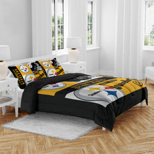 Load image into Gallery viewer, Pittsburgh Steelers Block Logo 3 Piece Full/Queen Bed in a Bag