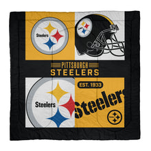 Load image into Gallery viewer, Pittsburgh Steelers Block Logo 3 Piece Full/Queen Bed in a Bag