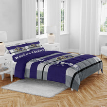 Load image into Gallery viewer, NFL Heathered Stripe 3 PC Queen Bed in a Bag