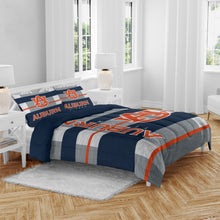 Load image into Gallery viewer, NCAA Heathered Stripe 3 PC Queen Bed in a Bag