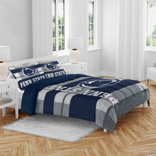 Load image into Gallery viewer, NCAA Heathered Stripe 3 PC Queen Bed in a Bag