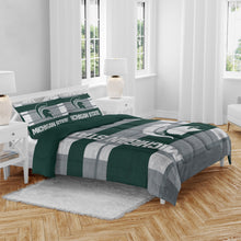 Load image into Gallery viewer, NCAA Heathered Stripe 3 PC Queen Bed in a Bag