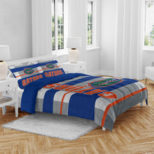 Load image into Gallery viewer, NCAA Heathered Stripe 3 PC Queen Bed in a Bag
