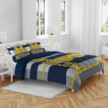 Load image into Gallery viewer, NCAA Heathered Stripe 3 PC Queen Bed in a Bag