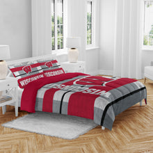 Load image into Gallery viewer, NCAA Heathered Stripe 3 PC Queen Bed in a Bag