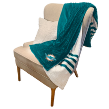 Load image into Gallery viewer, Miami Dolphins Embossed Sherpa Stripe Blanket
