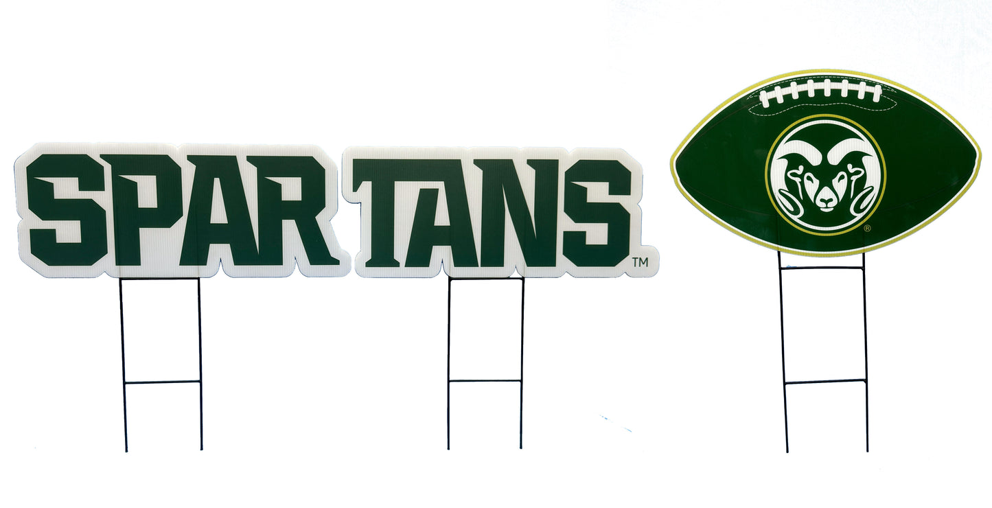 NCAA Wordmark & Football 3 Pack Yard Sign Set