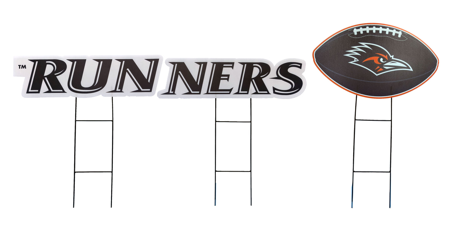 NCAA Wordmark & Football 3 Pack Yard Sign Set
