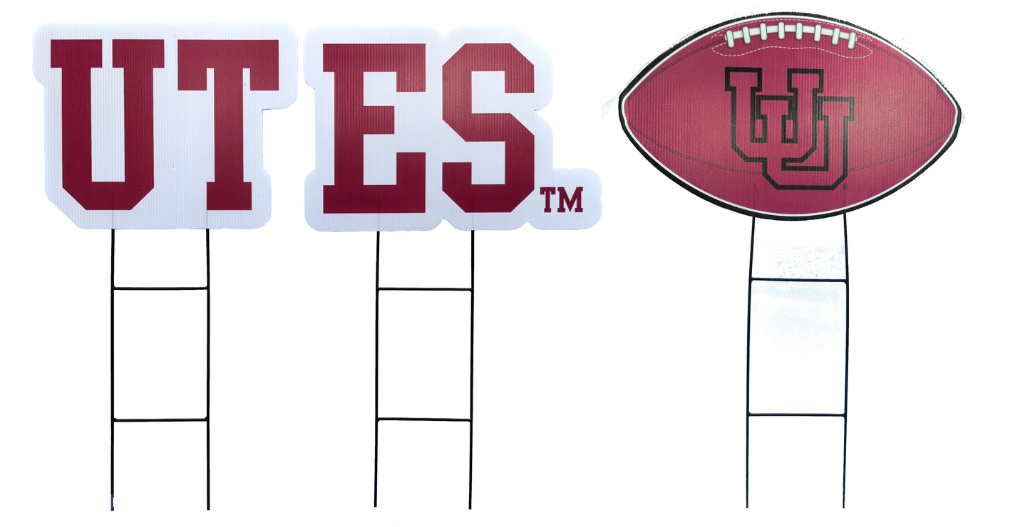 NCAA Wordmark & Football 3 Pack Yard Sign Set