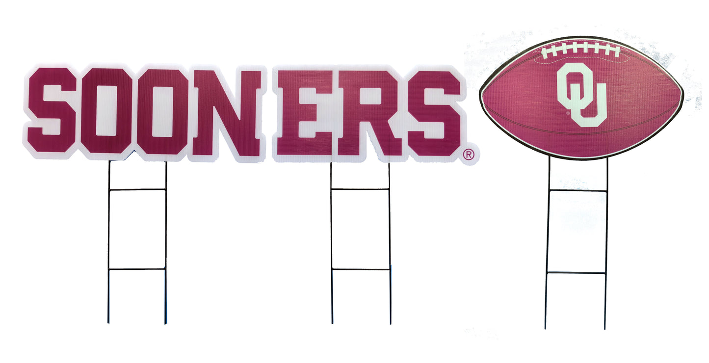 NCAA Wordmark & Football 3 Pack Yard Sign Set