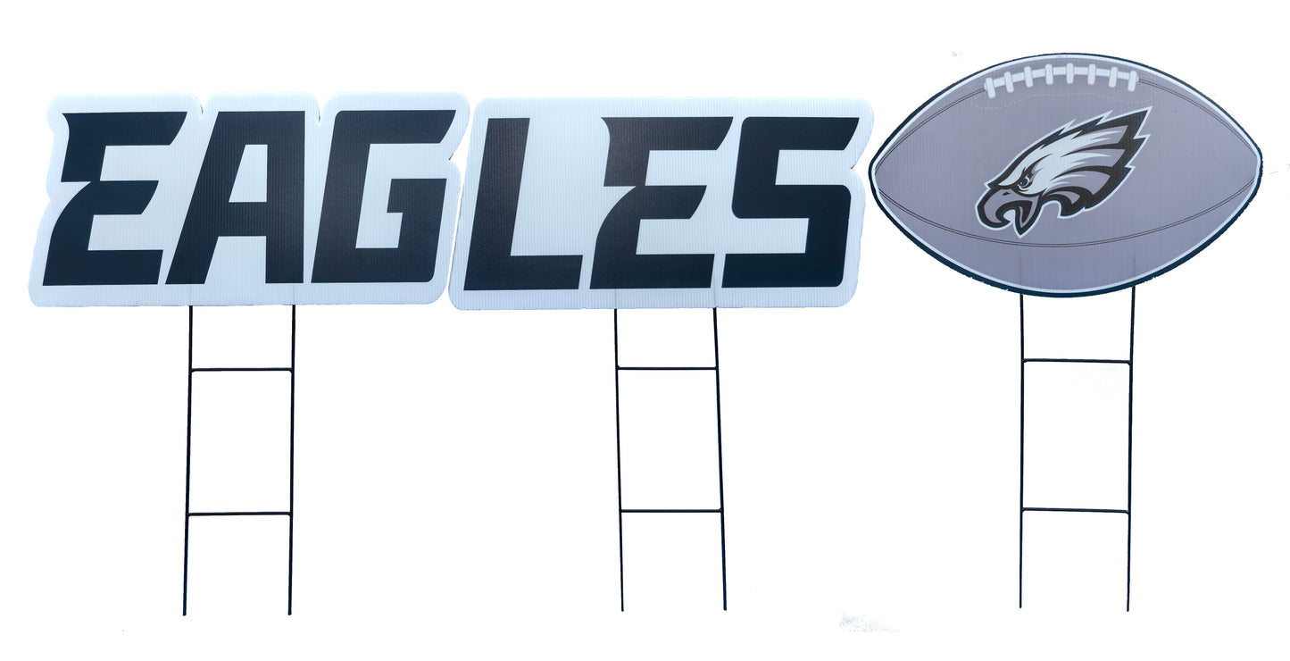 NFL Wordmark & Football 3 Pack Yard Sign Set