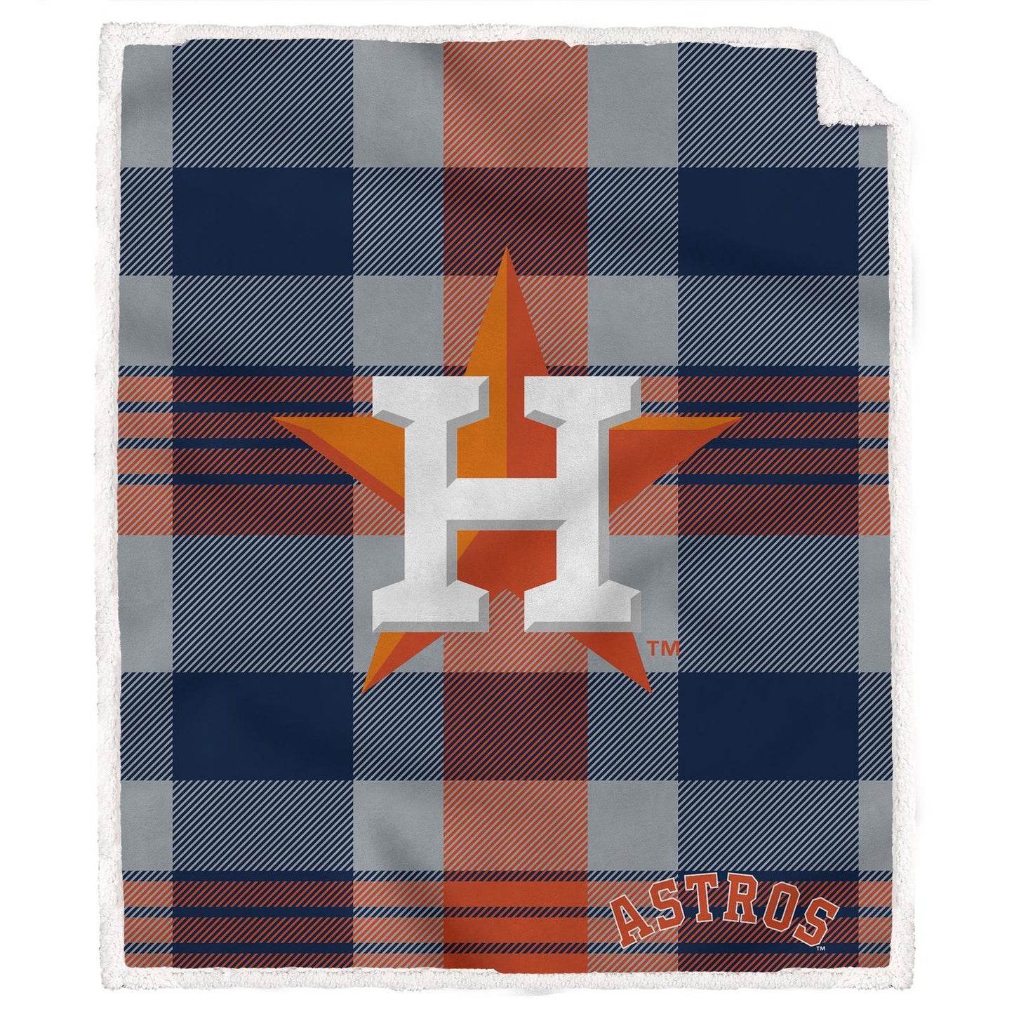 MLB Plaid Steel Royal Plush Sherpa 60x70 Blanket