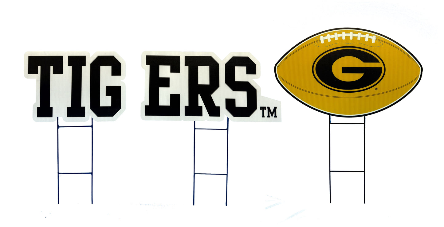 NCAA Wordmark & Football 3 Pack Yard Sign Set