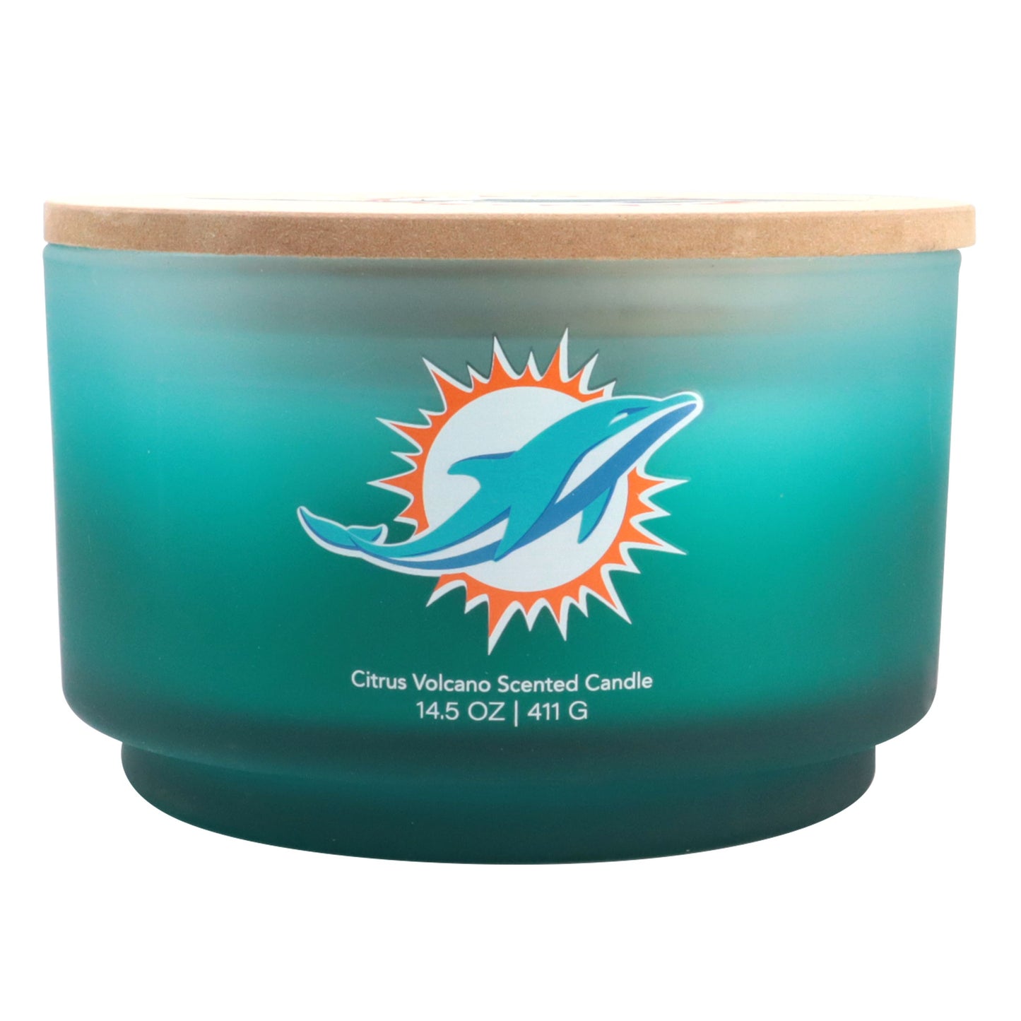 NFL Glass Gradient 14.5 oz Candle Print Wood Top