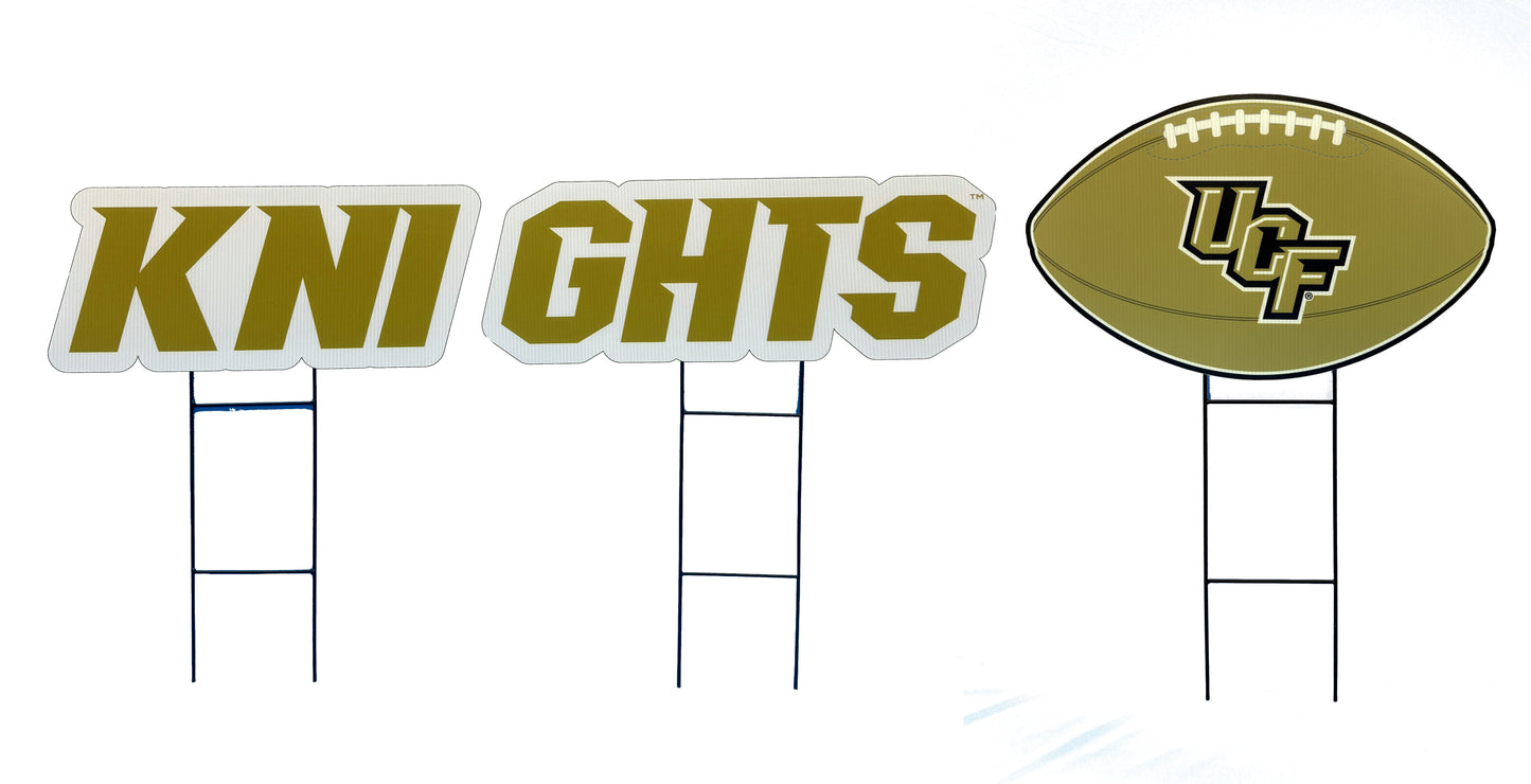 NCAA Wordmark & Football 3 Pack Yard Sign Set