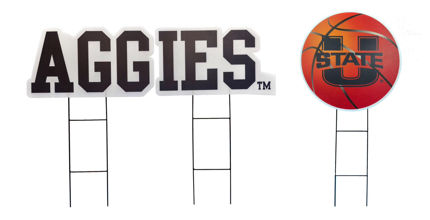 NCAA Wordmark & Football 3 Pack Yard Sign Set