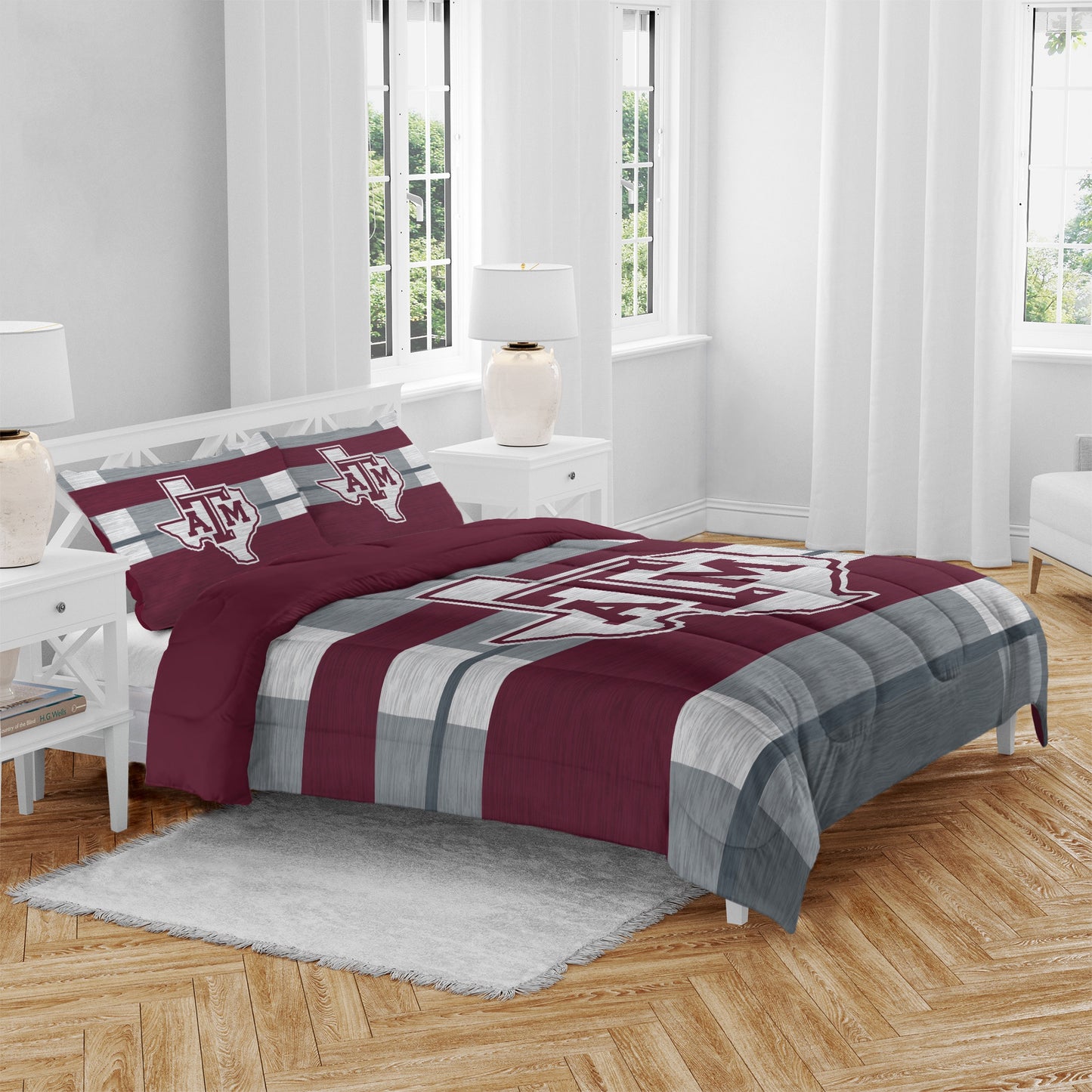 NCAA Heathered Stripe 3 PC Queen Bed in a Bag