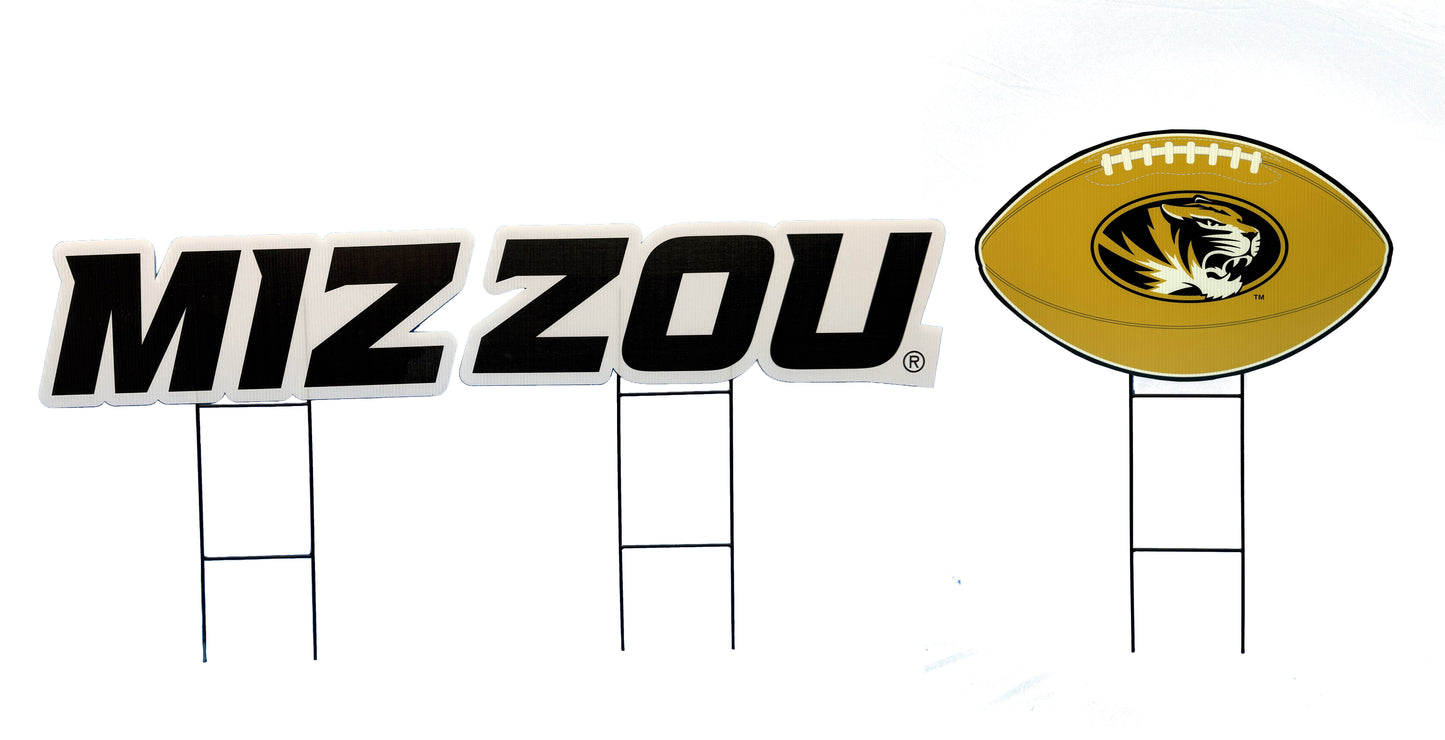 NCAA Wordmark & Football 3 Pack Yard Sign Set