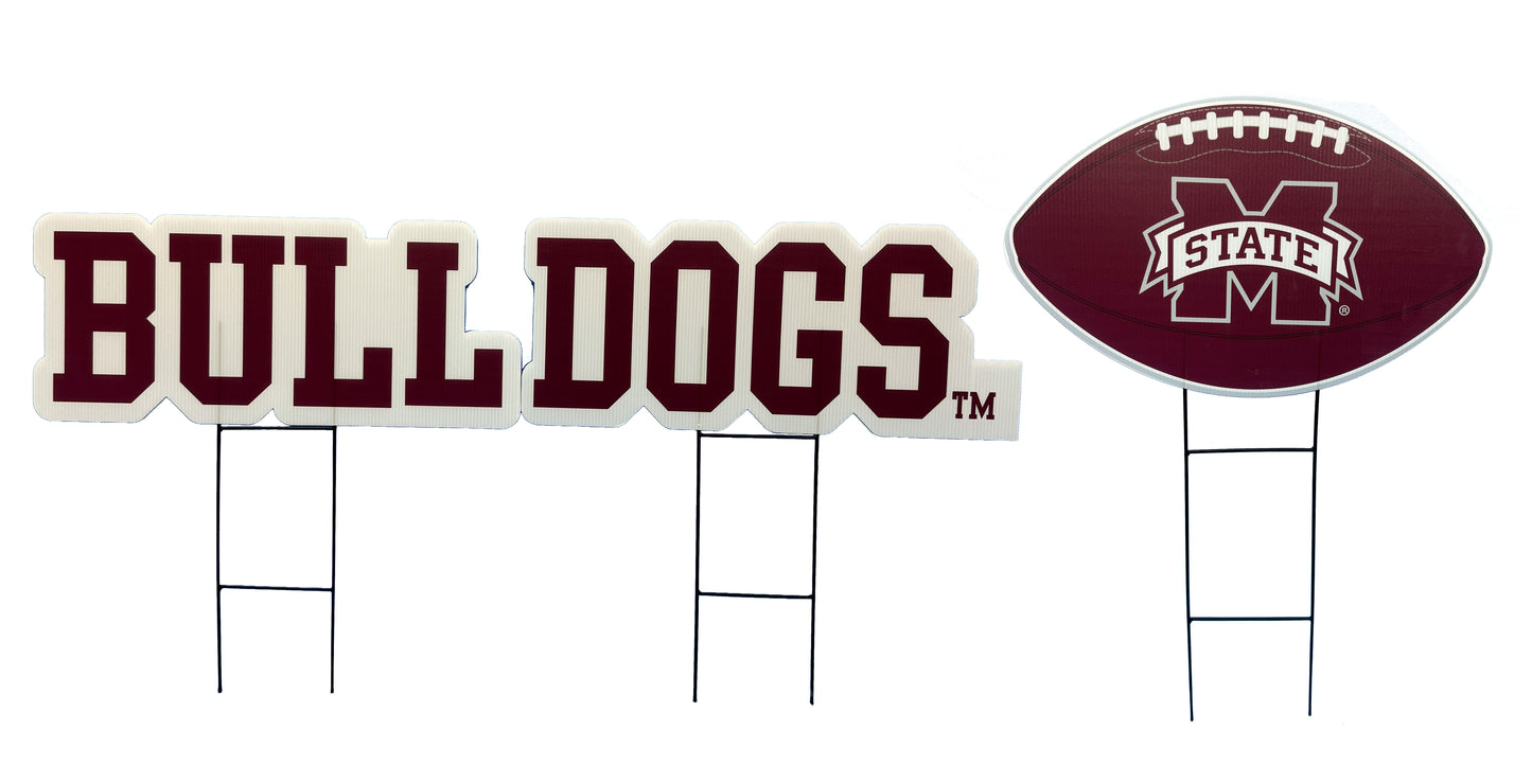 NCAA Wordmark & Football 3 Pack Yard Sign Set