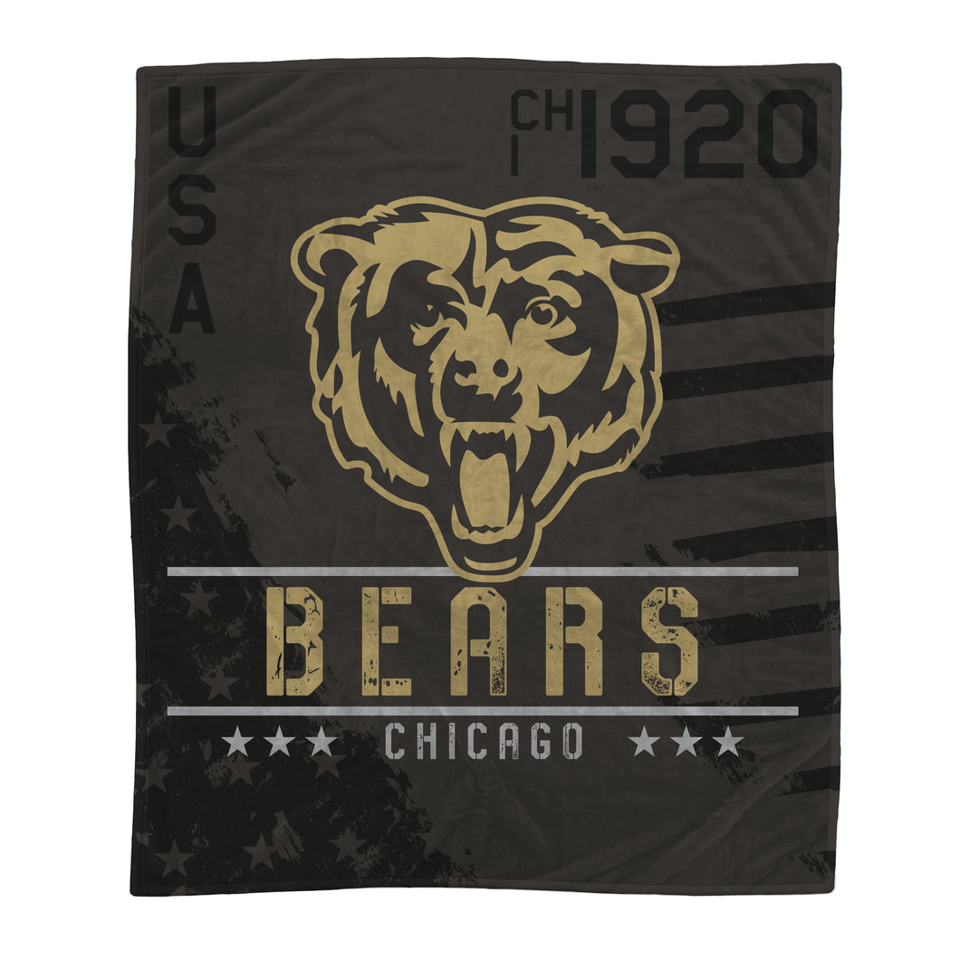 Chicago Bears Black Camo Blanket