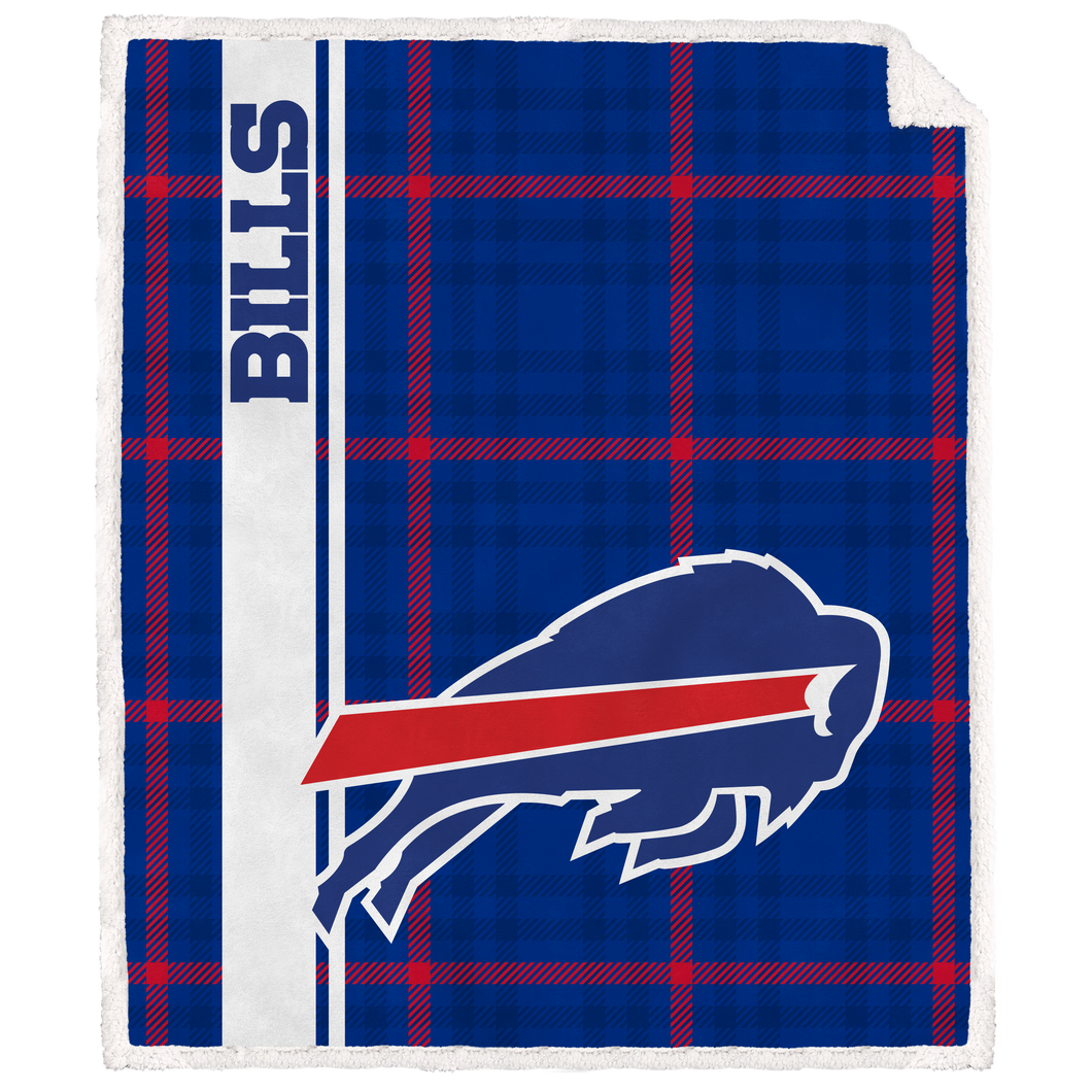 Buffalo Bills Vertical Plaid Sherpa Blanket