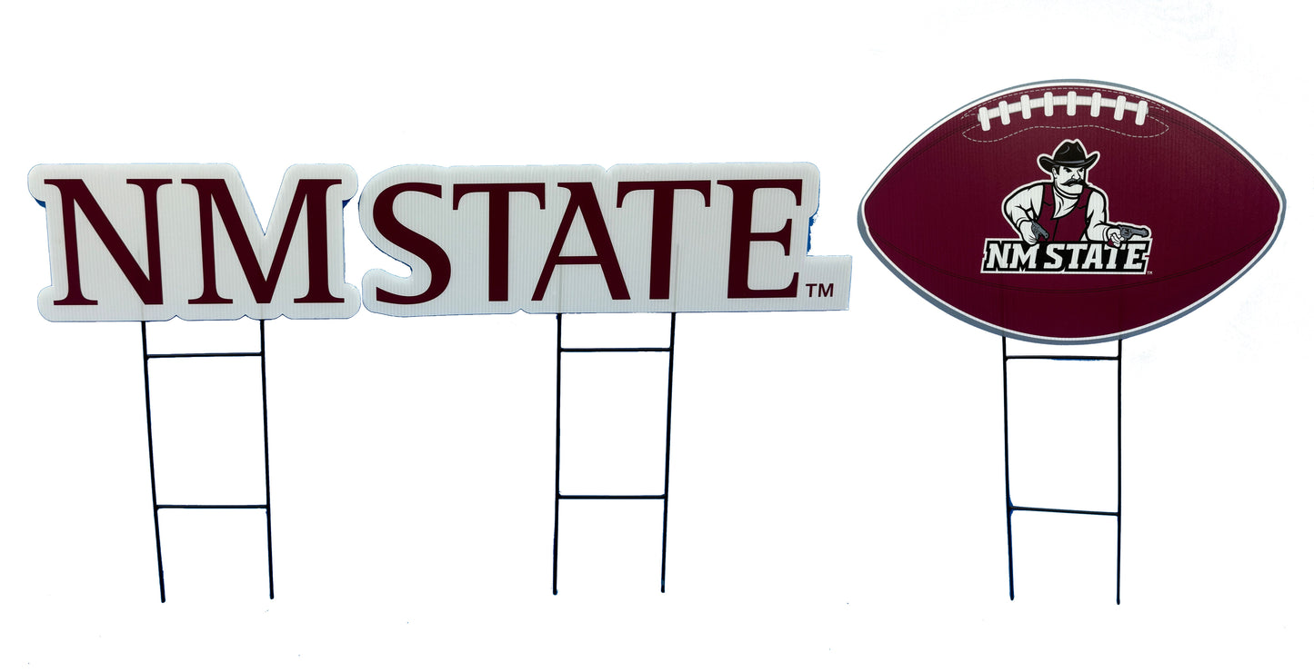 NCAA Wordmark & Football 3 Pack Yard Sign Set