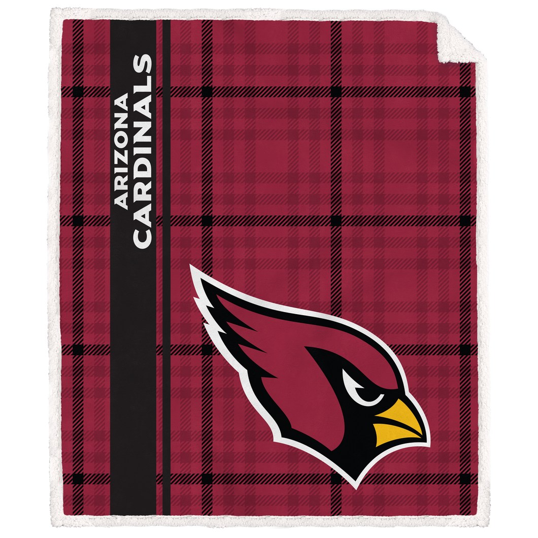 Arizona Cardinals Vertical Plaid Sherpa Blanket