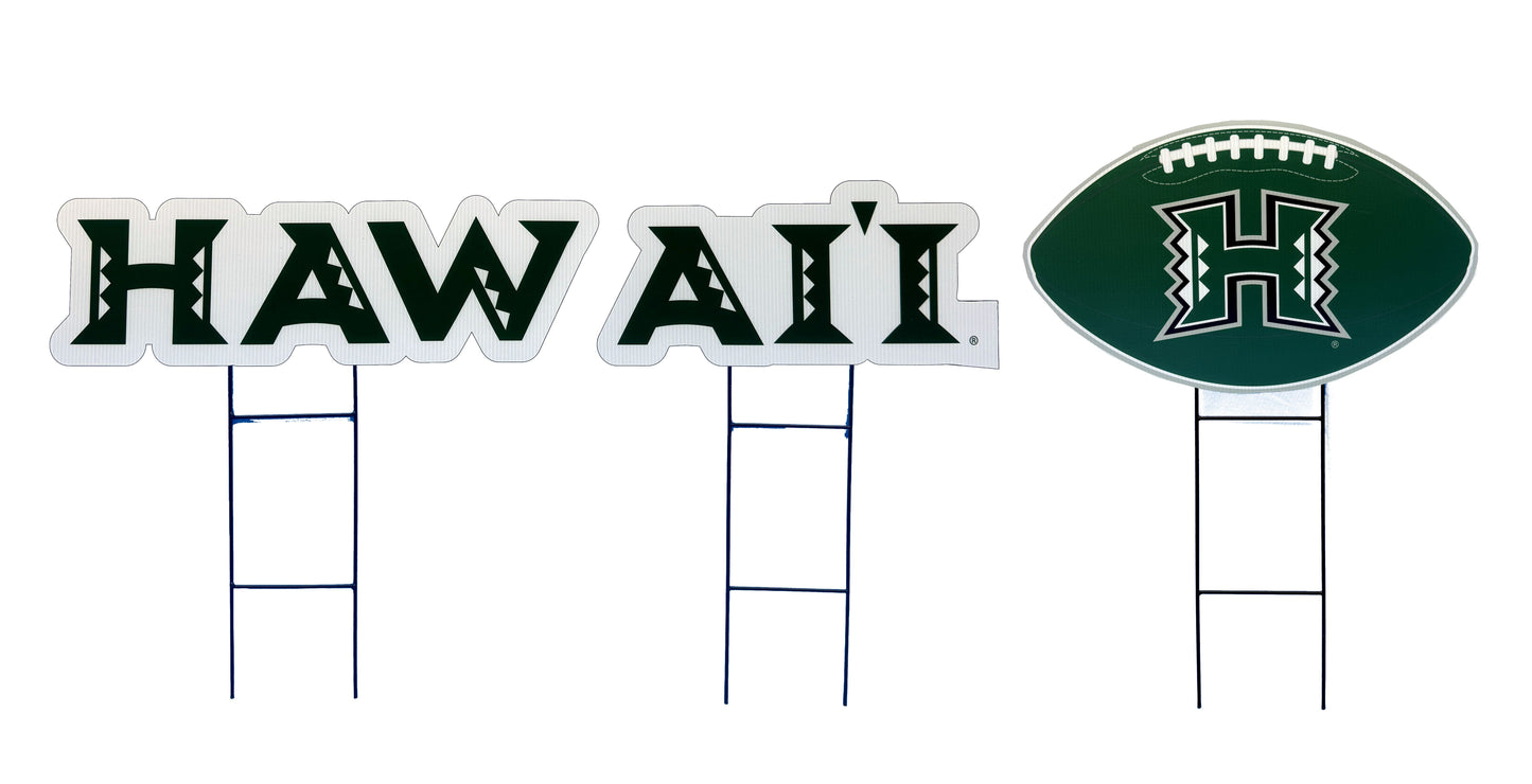 NCAA Wordmark & Football 3 Pack Yard Sign Set