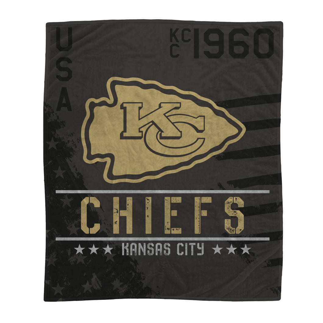 Kansas City Chiefs Black Camo Blanket
