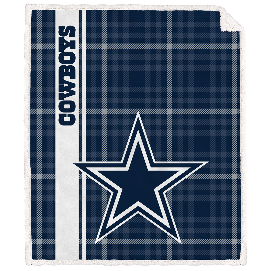 Dallas Cowboys Vertical Plaid Sherpa Blanket