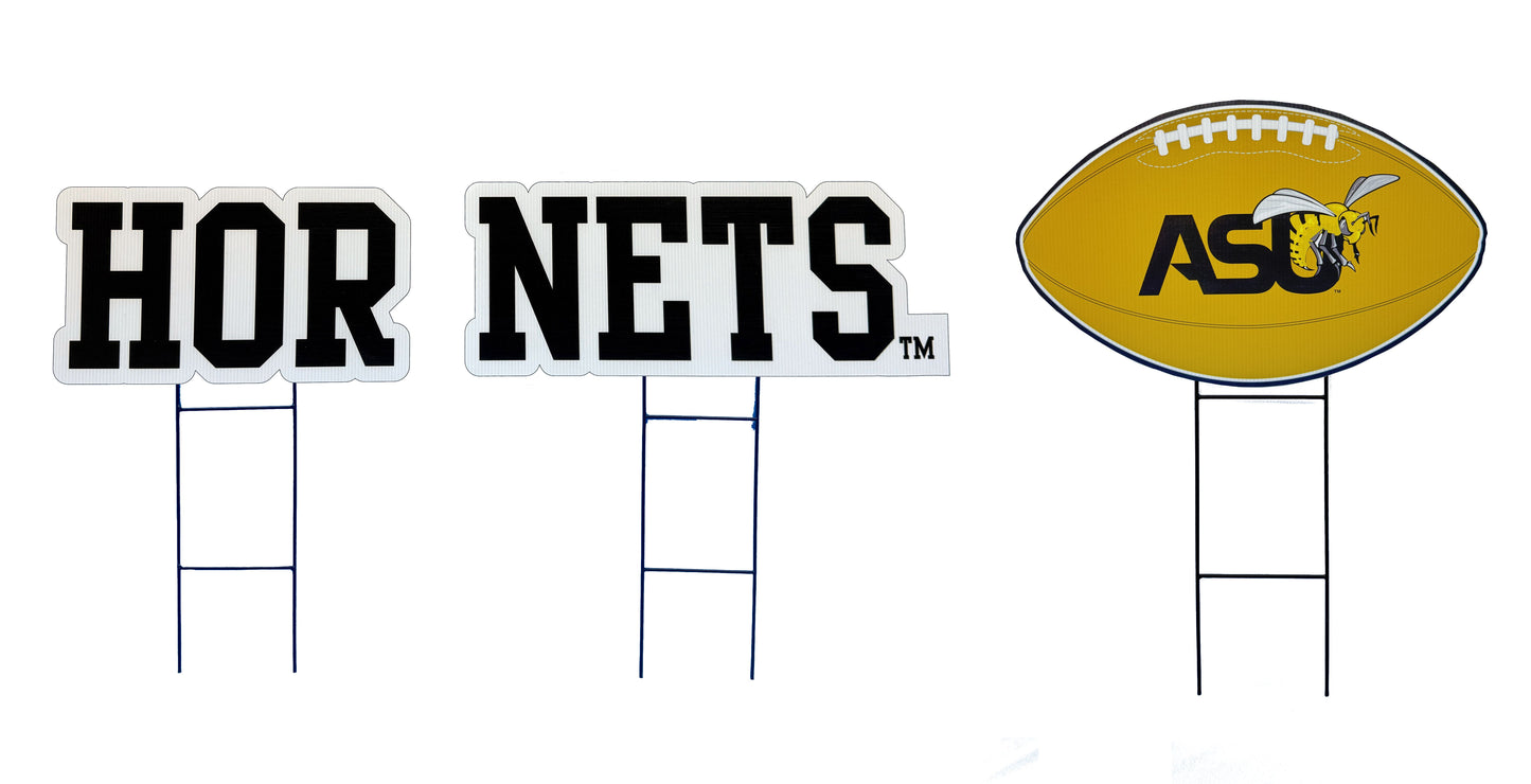 NCAA Wordmark & Football 3 Pack Yard Sign Set