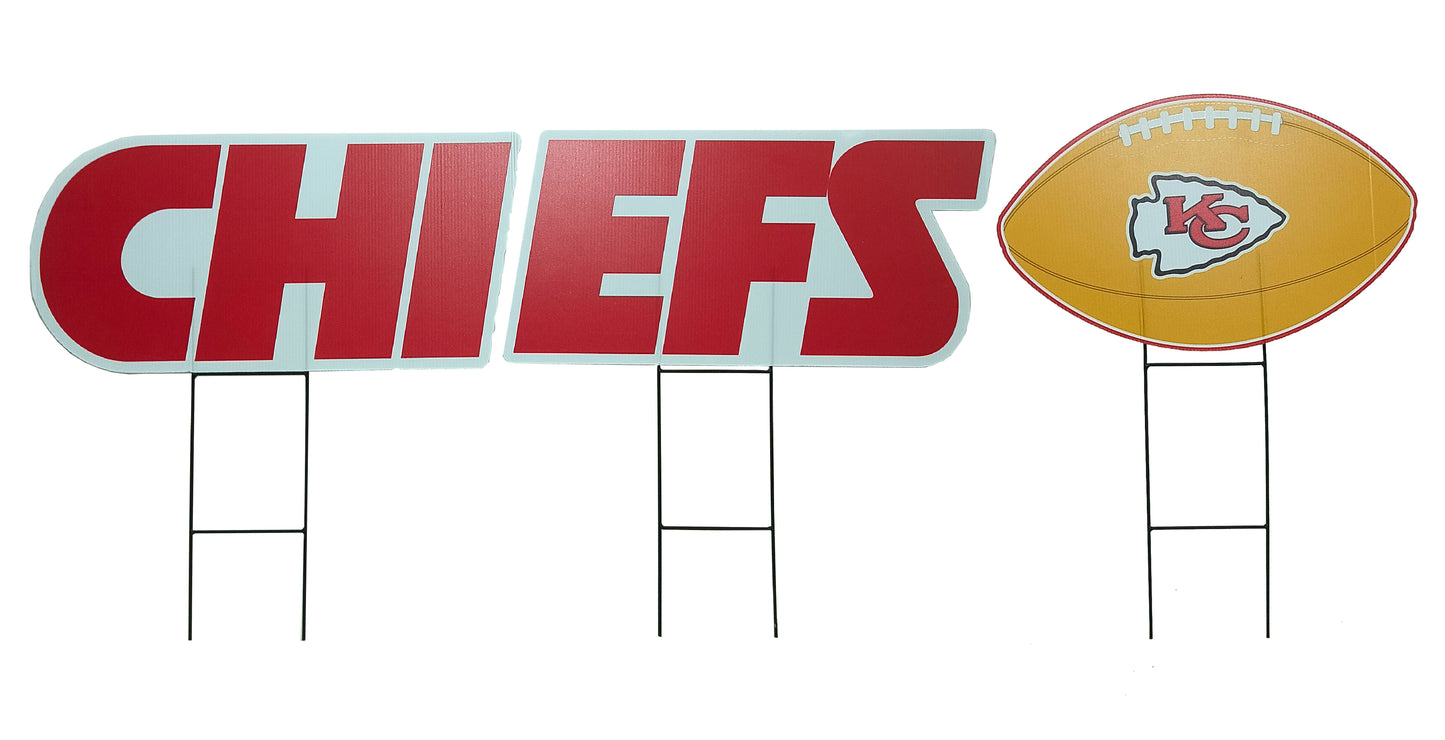 NFL Wordmark & Football 3 Pack Yard Sign Set