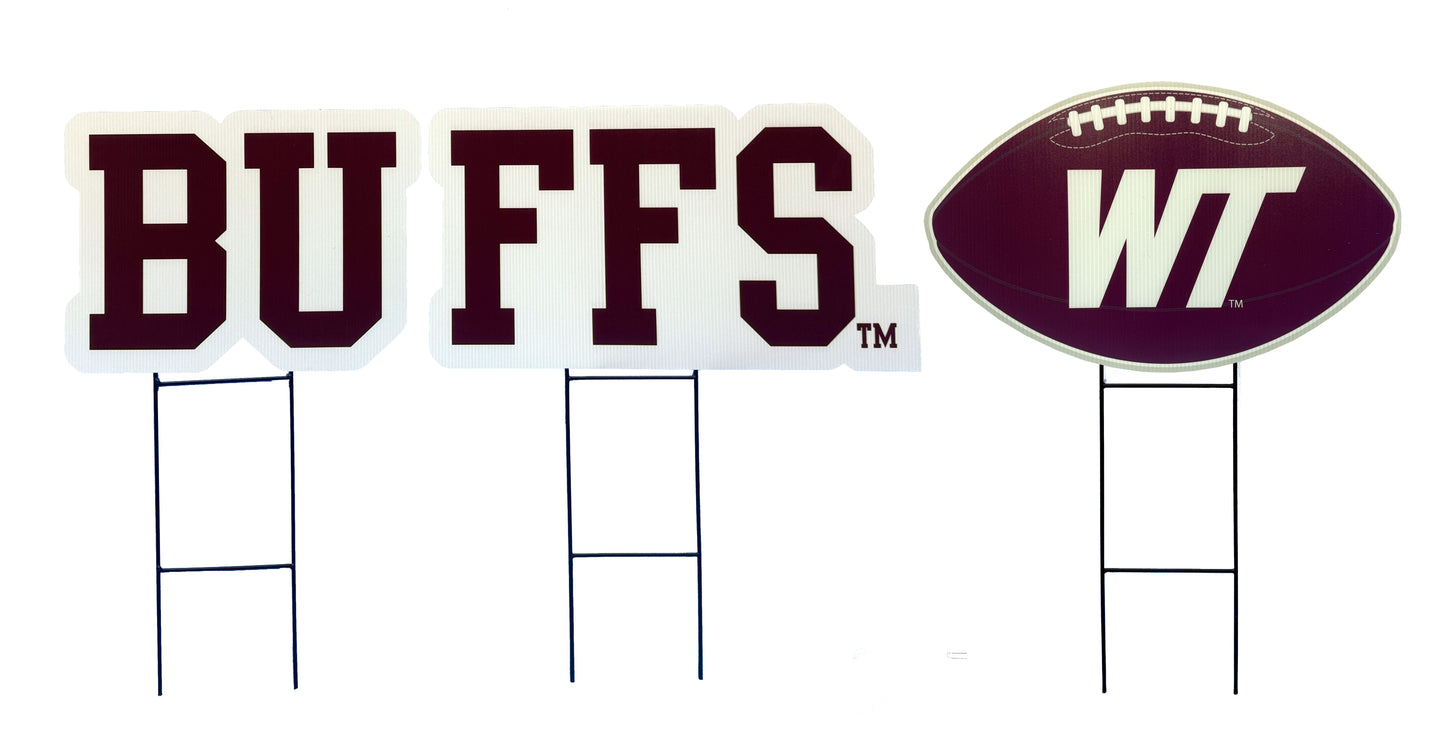 NCAA Wordmark & Football 3 Pack Yard Sign Set