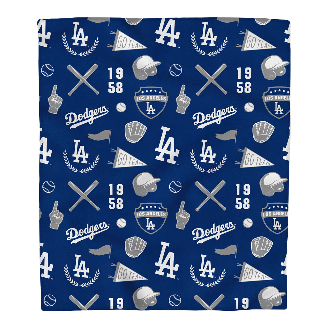 Los Angeles Dodgers Collage Icons Polar Fleece Blanket
