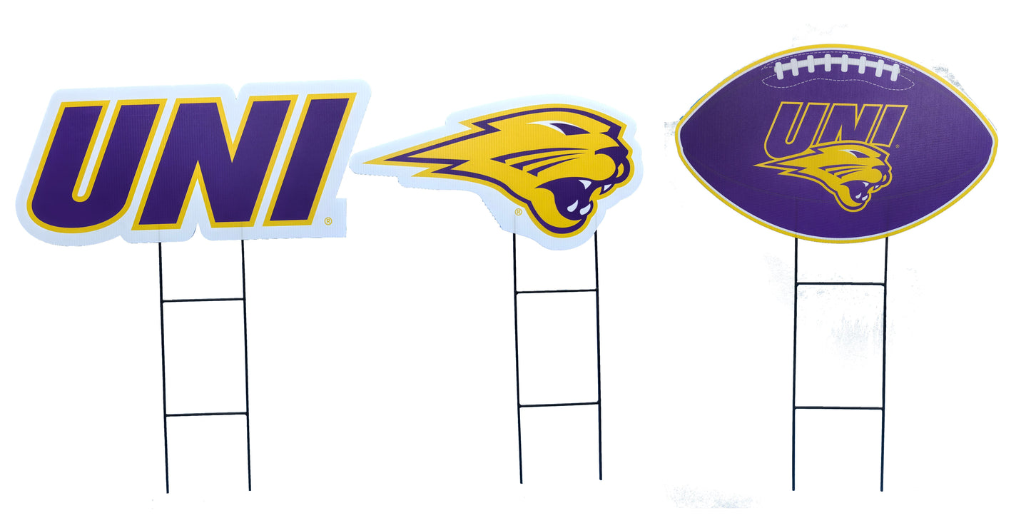 NCAA Wordmark & Football 3 Pack Yard Sign Set