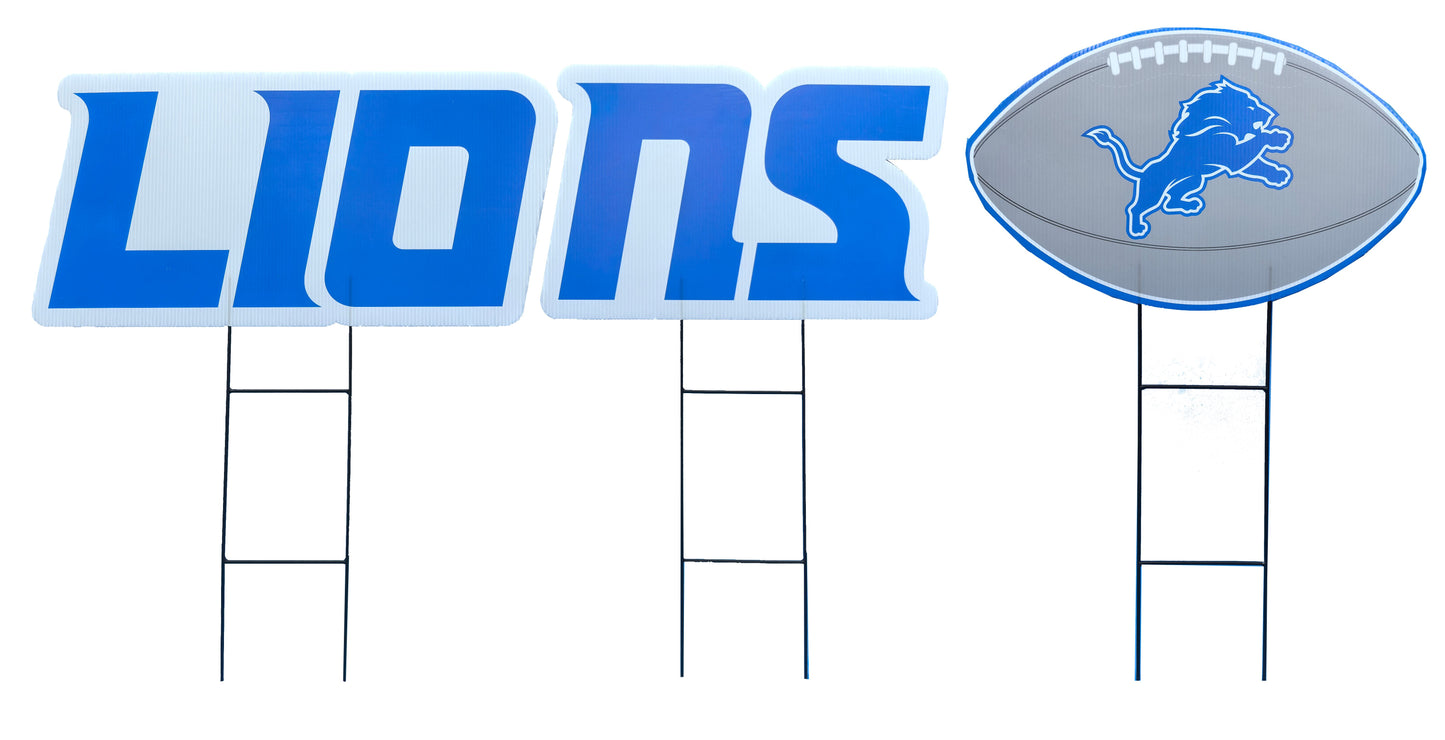 NFL Wordmark & Football 3 Pack Yard Sign Set