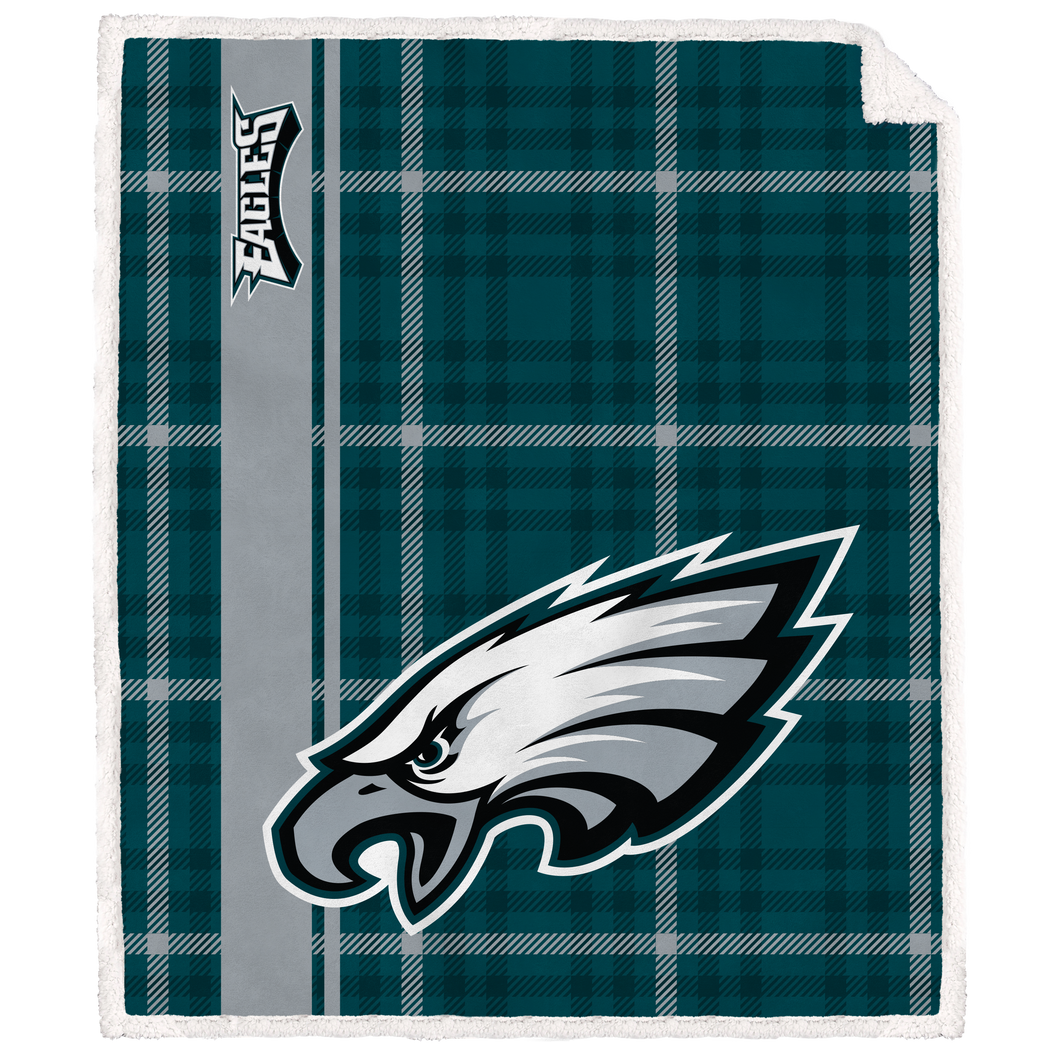 Philadelphia Eagles Vertical Plaid Sherpa Blanket