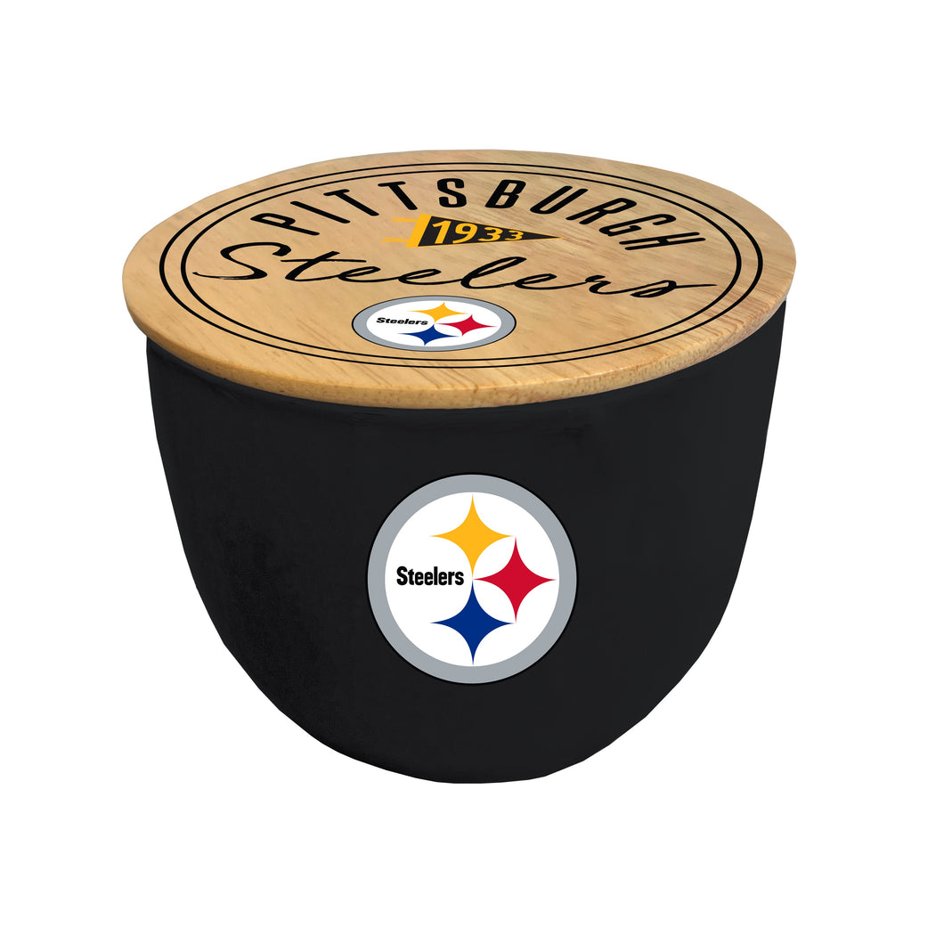 NFL Script Circle Wood Top Ceramic Candle