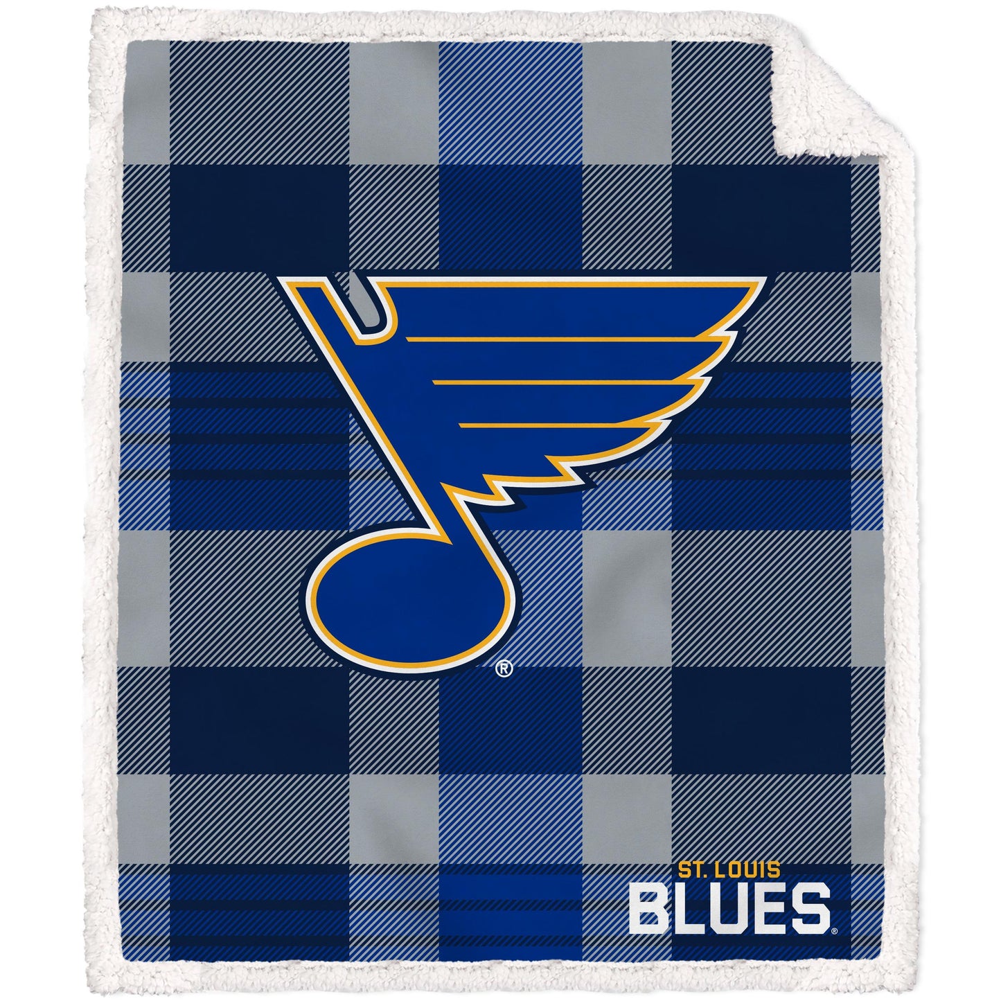 NHL Plaid Steel Royal Plush Sherpa 60x70 Blanket