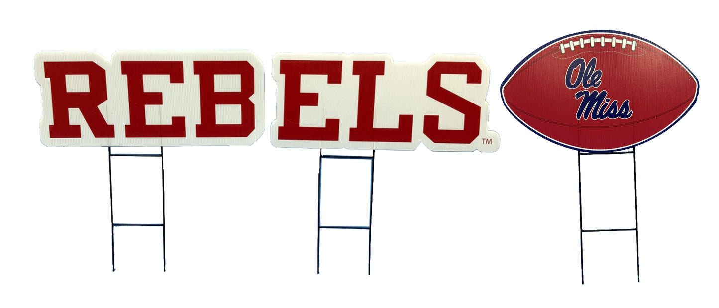 NCAA Wordmark & Football 3 Pack Yard Sign Set